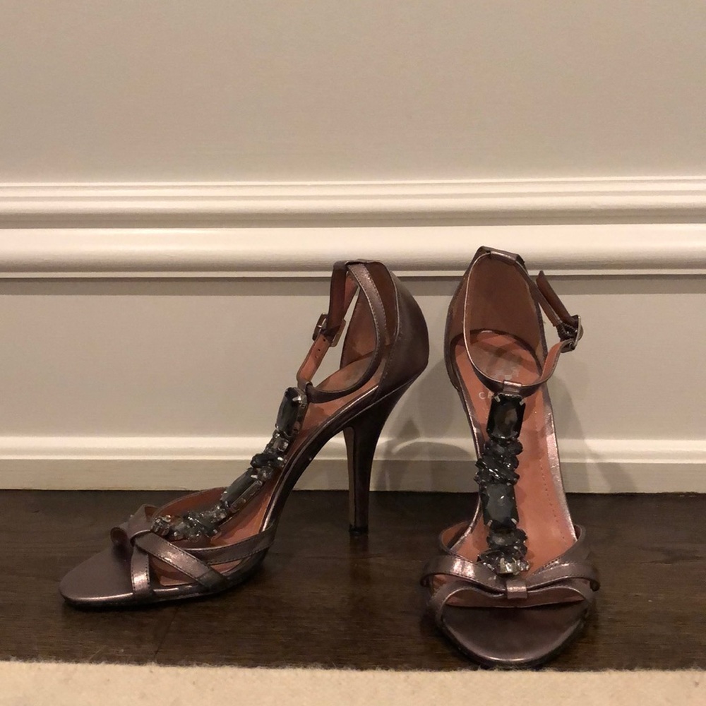 Vince Camuto metallic jeweled stilettos